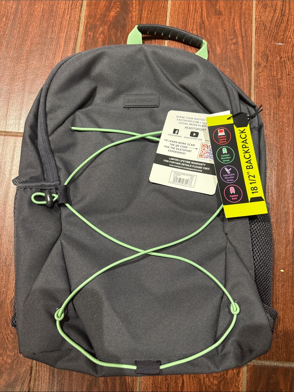 Eastsport Women's Black Backpack with Lime Accents